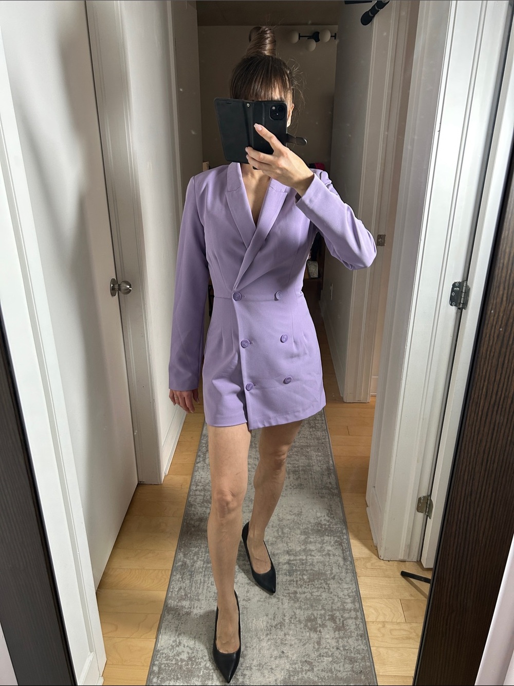 Dynamite XS Lilac Blazer Romper | Tailored Stretch Jumpsuit with Shorts